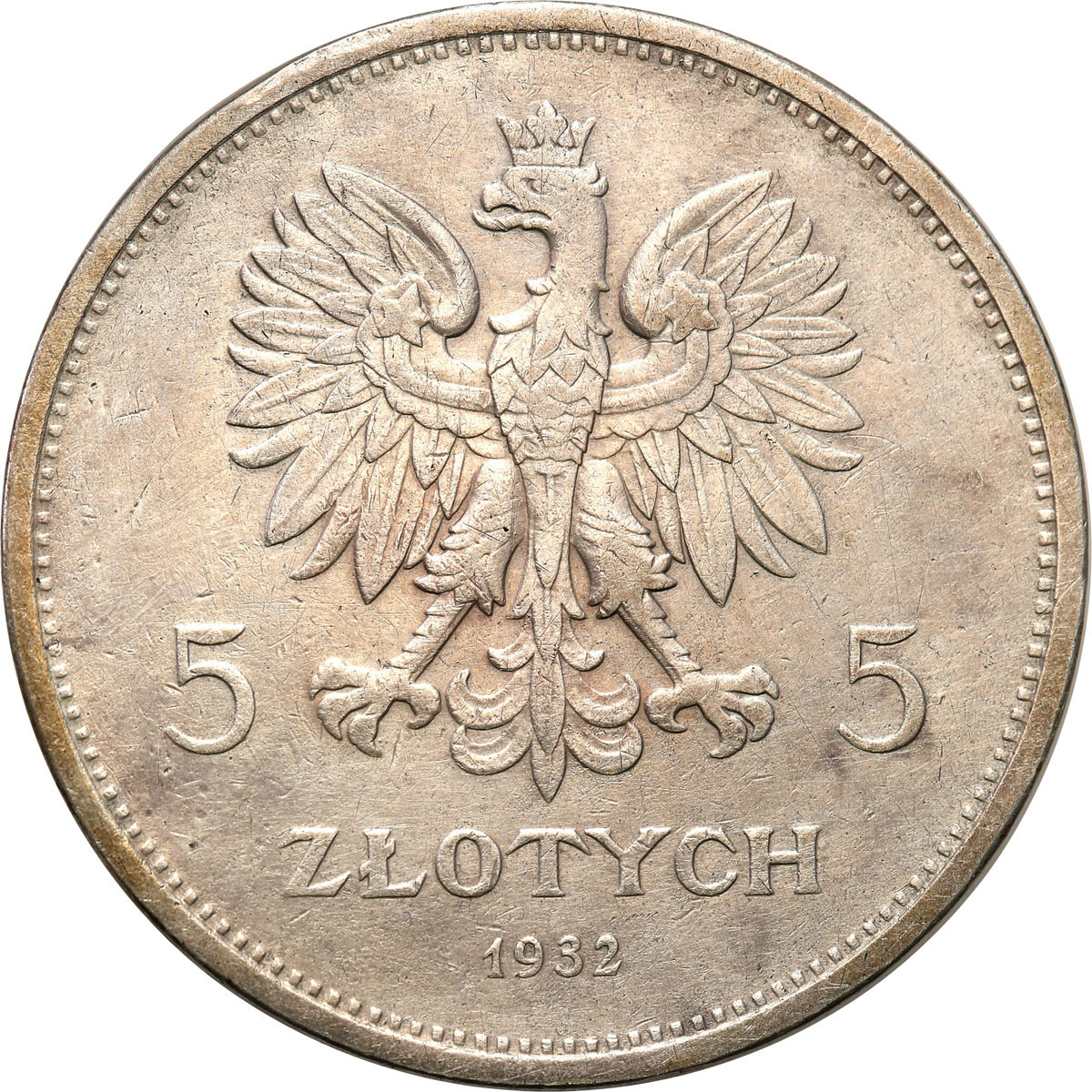 II RP. 5 złotych 1932 Nike - Najrzadsza moneta obiegowa II RP - ŁADNA